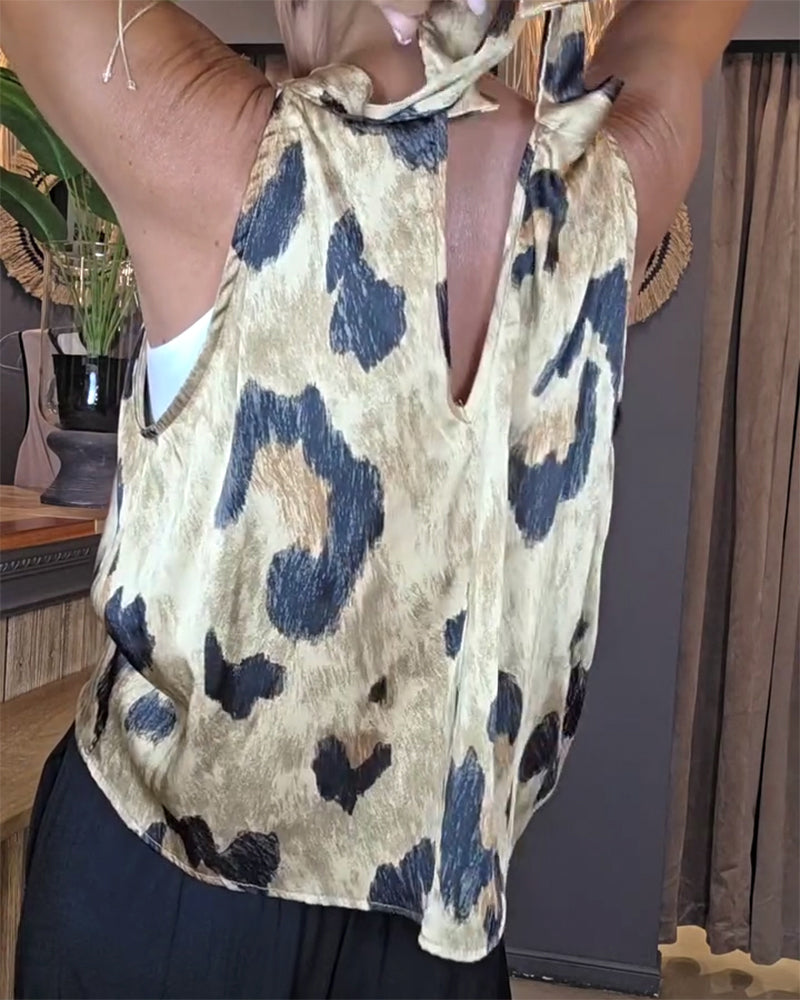 Top Tankowy Wzórze Leopardowym Kołowy Kark