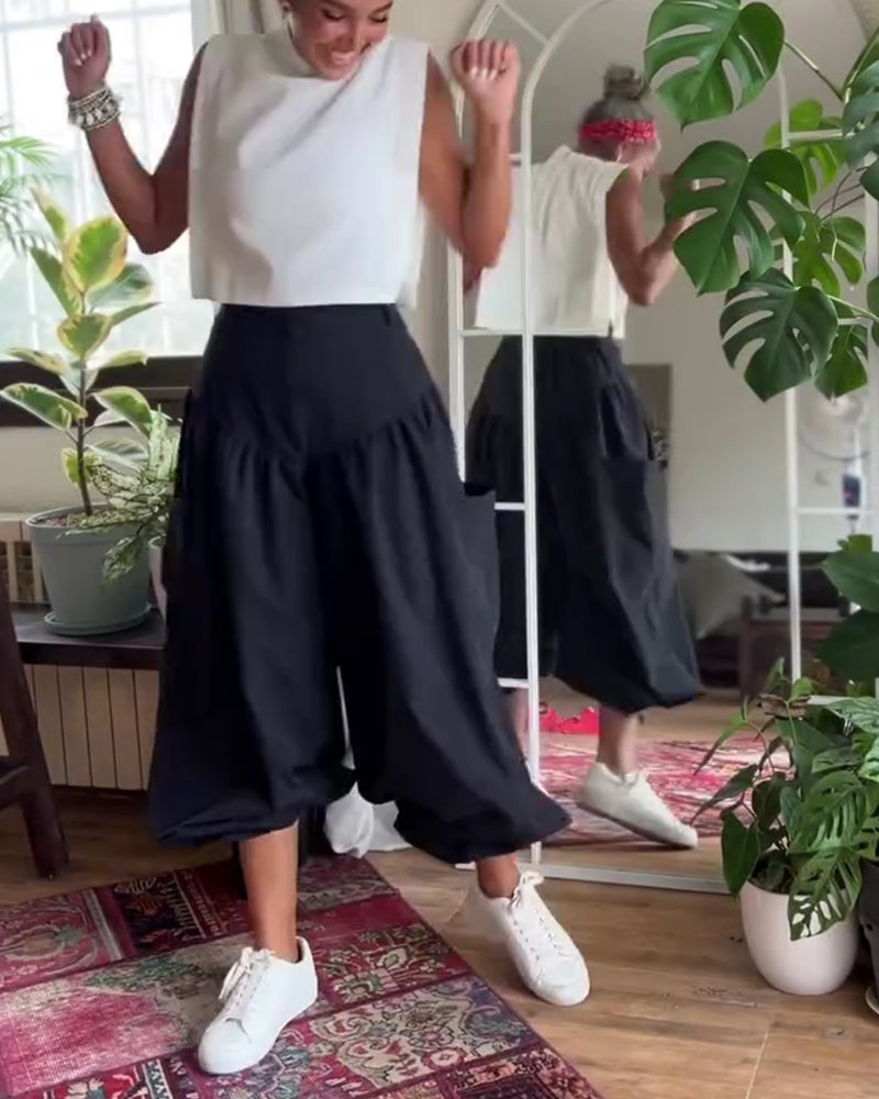 Spodnie Wysoki Stan Luźny Wygodny