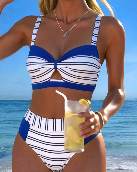 Bikini W Paski Wycięcie