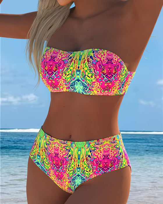 Bikini Bez Ramion Kolor Nadruk