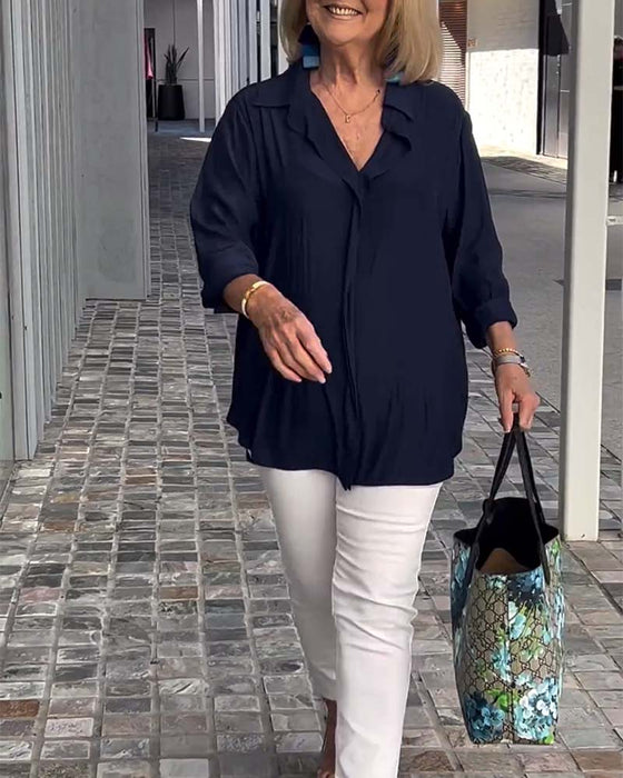 Luźna bluzka w jednolitym kolorze