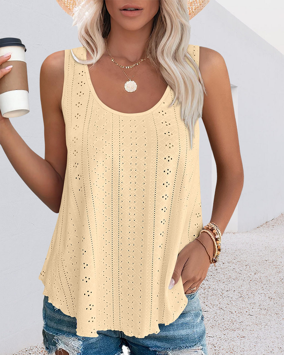 Tanktop Okrągły Dekolt Luźny Bez Rękawów