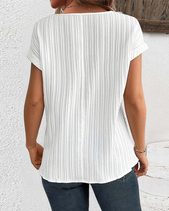 Patchworkowa koszulka ze ściągaczem z krótkim rękawem