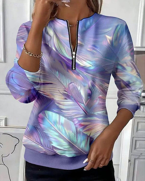 Sweatshirt Zamek Błyskawiczny Pióro Blok Kolorów