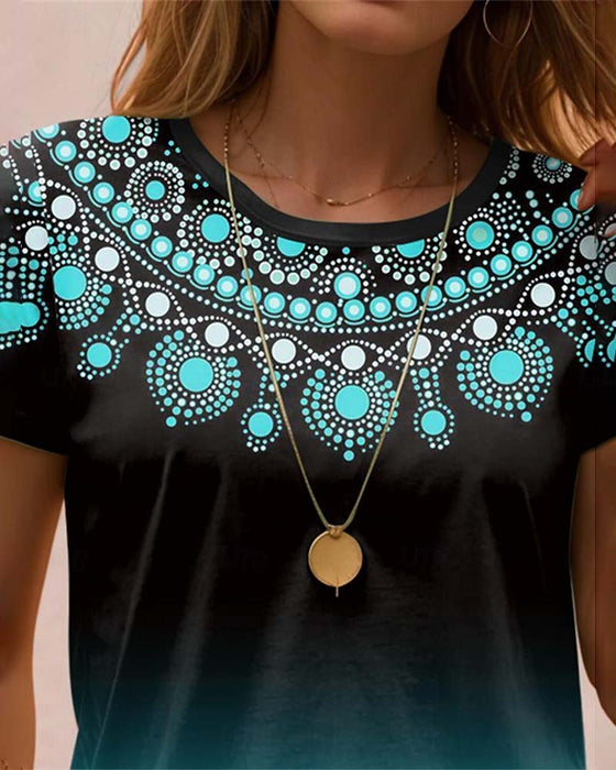 Bluzka z gradientowym nadrukiem o swobodnym stylu