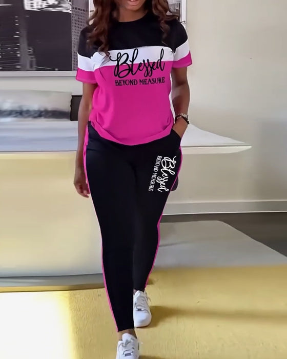 Komplet sportowy, swobodny, dwuczęściowy t-shirt