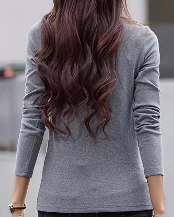 Top Slim Fit Plisowany Długi Rękaw