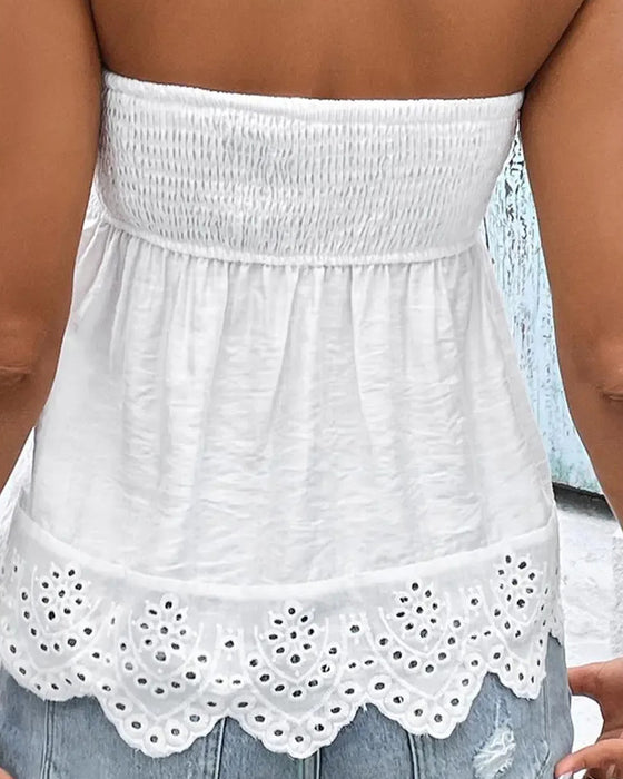 Bluzka Marszczona Wycięcie Bandeau