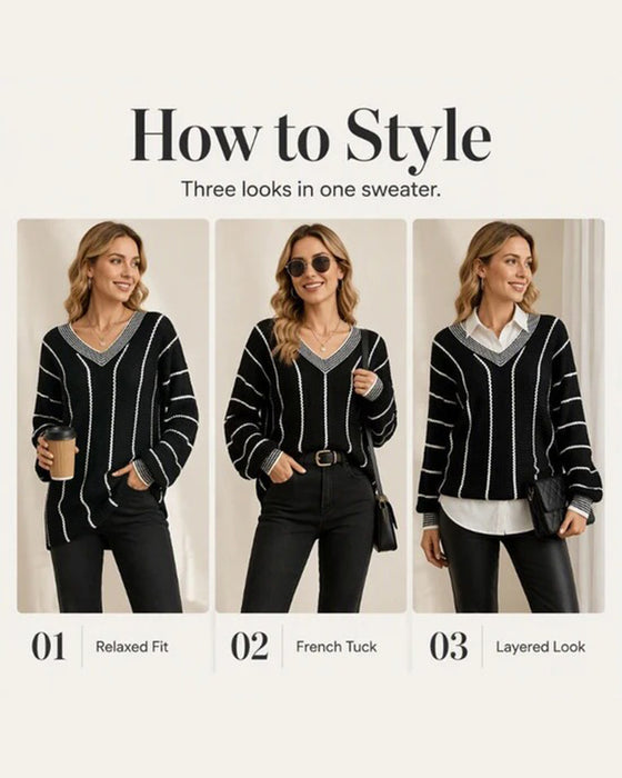 Sweter Sweter Casual Luźny Krój Pasek