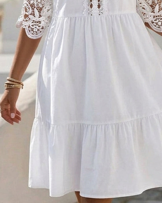 Sukienki Koronka Off-Shoulder Warstwowy Krótki