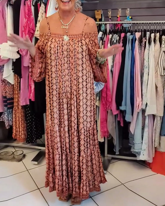 Luźna Sukienka Na Ramiączkach W Stylu Boho
