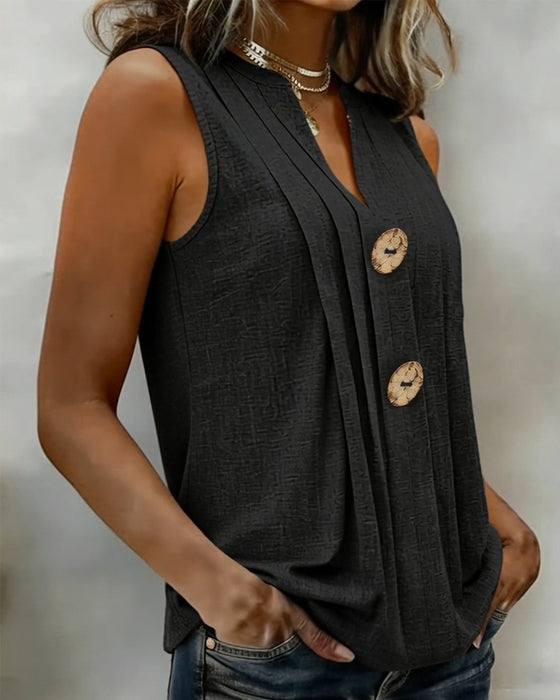 Top Na Ramiączkach Z Dekoltem W Szyję Plisowany Bez Rękawów