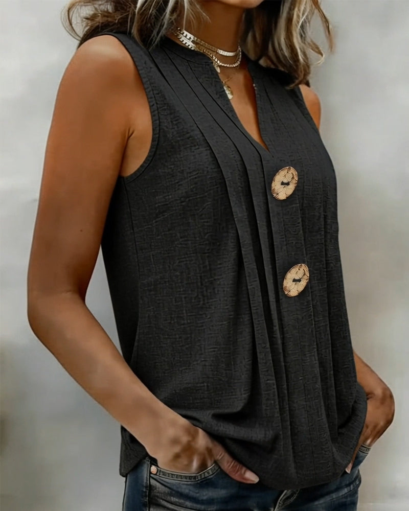 Top Na Ramiączkach Z Dekoltem W Szyję Plisowany Bez Rękawów