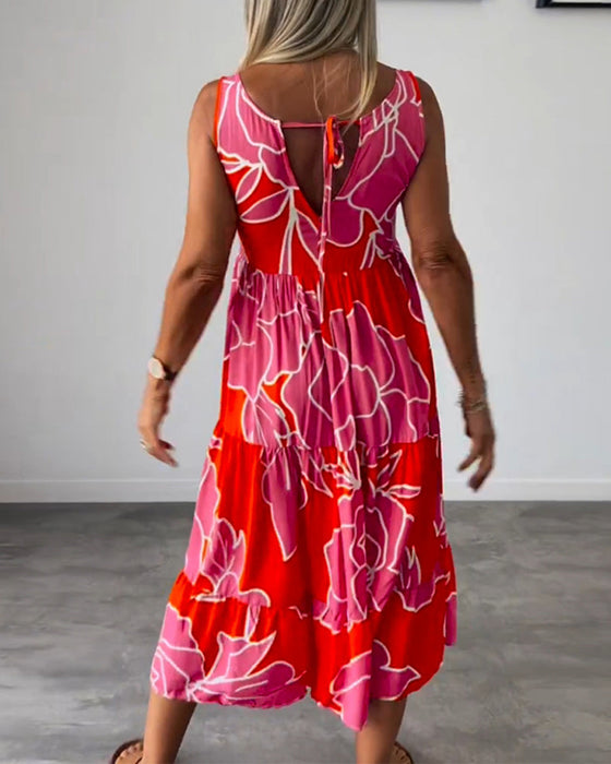 Damska sukienka z patchworkowym nadrukiem