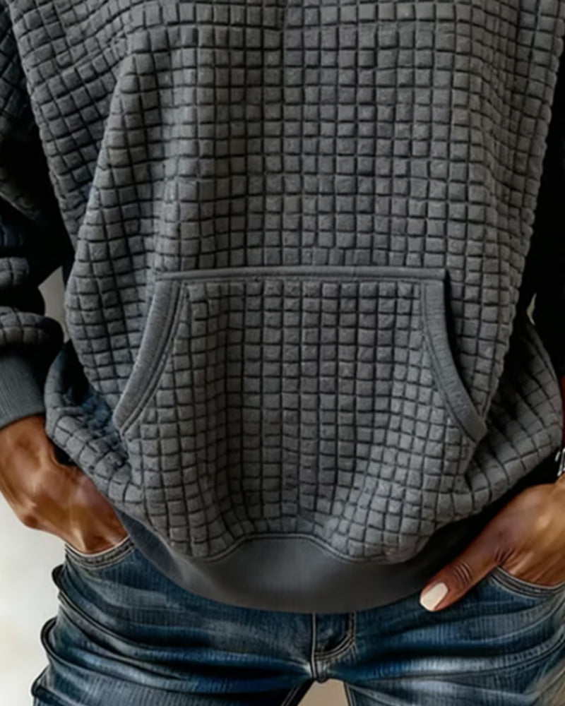 Casualowy Sweter Dresowy Z Długimi Rękawami I Kieszenią