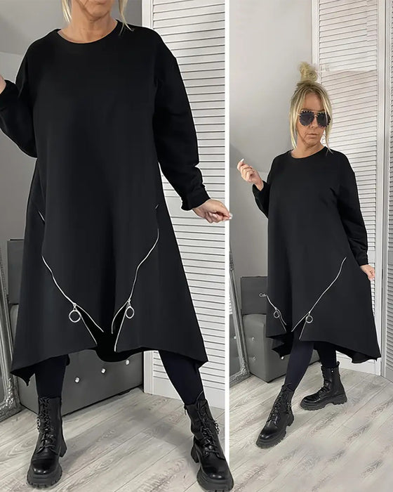 Luźna Oversize Sukienka Z Zamkiem