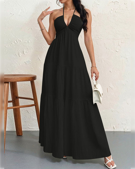 Sukienka Moda Gładki Halter