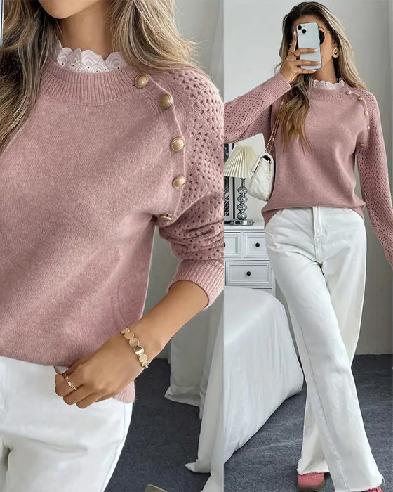 Sweter Elegancka Falbanka Pusty Wyrób