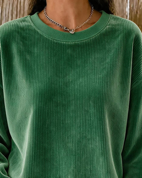 Bluza Sztruks Okrągły Kołnierz