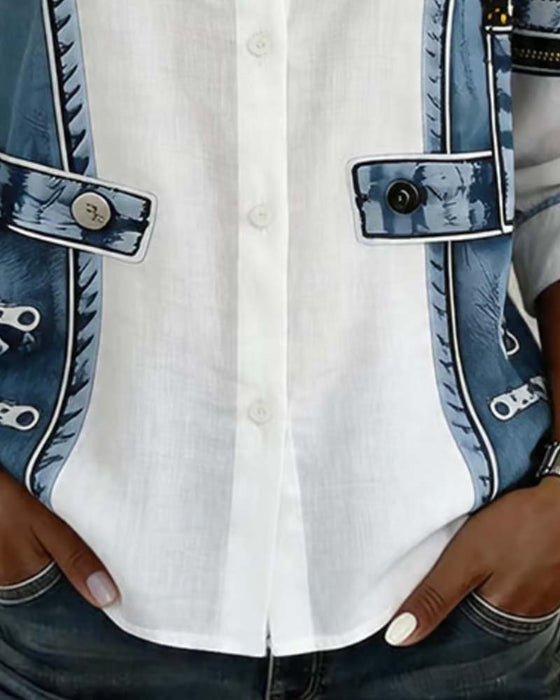 Koszula Patchwork Kontrast Klapa