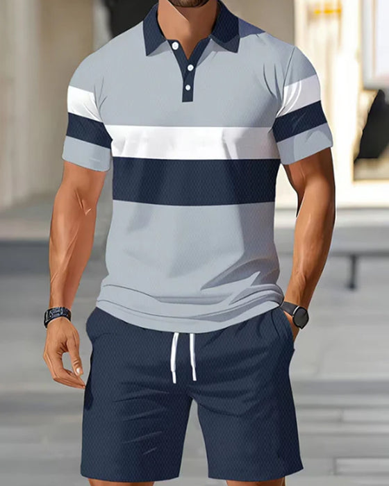 Set W Paski Polo Męski Szorty