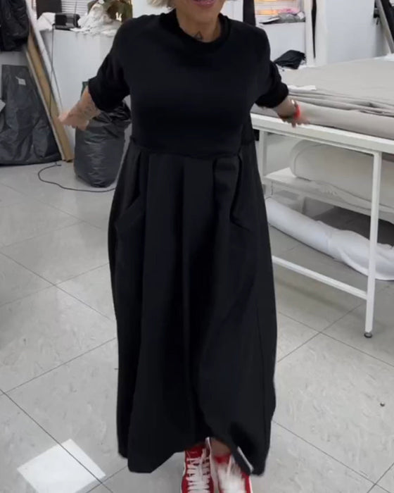 Luźna sukienka maxi w jednolitym kolorze