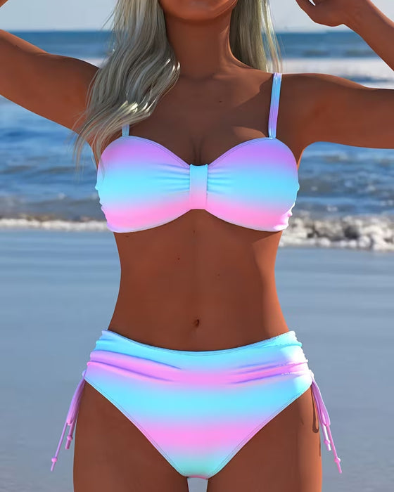 Bikini Ombre Wiązanie Wysoka Talia