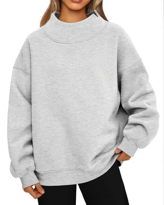 Sweatshirt Opadające Ramiona Jednolity Długi Rękaw