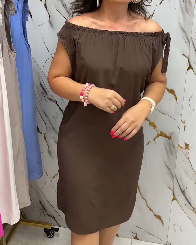 Sukienka Off-Shoulder Krawat Gładki