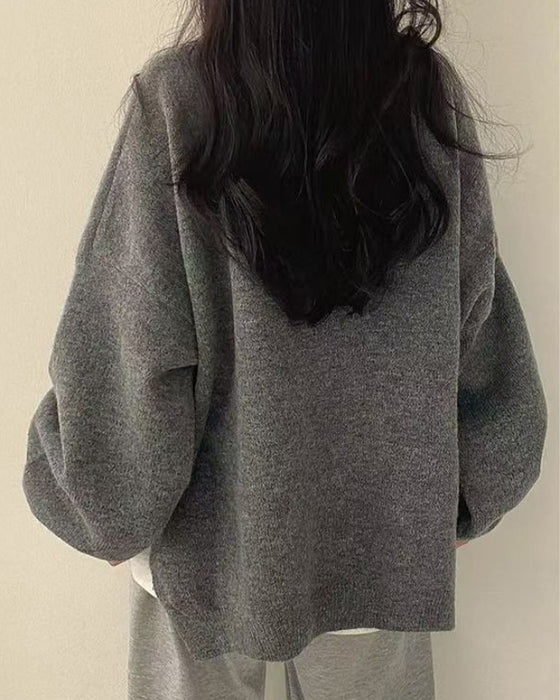 Sweter Okrągły Dekolt Bok Rozcięcie