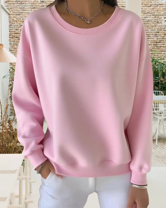 Bluza Casual Jednolity Kolor
