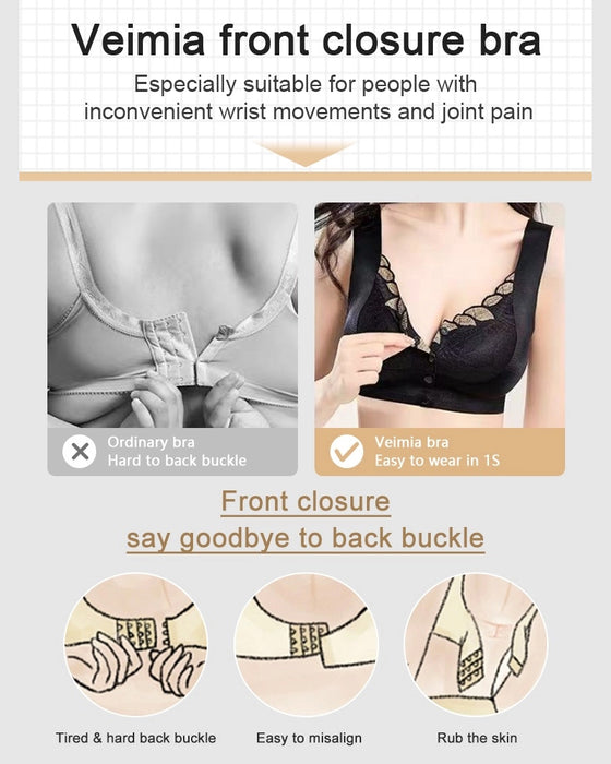 Biustonosz Z Przodu Zapięcie Satyna Koronka