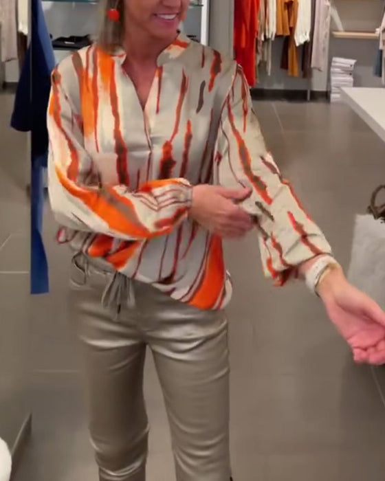 Bluzka z długim rękawem i nadrukiem w paski