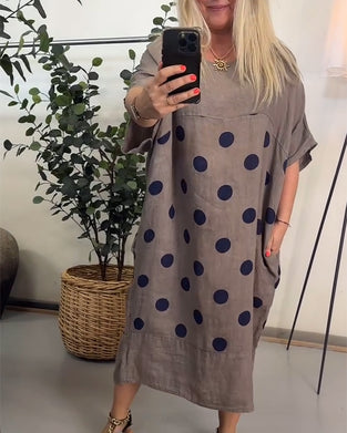Sukienka Luźna Casual W Kropki Nadruk