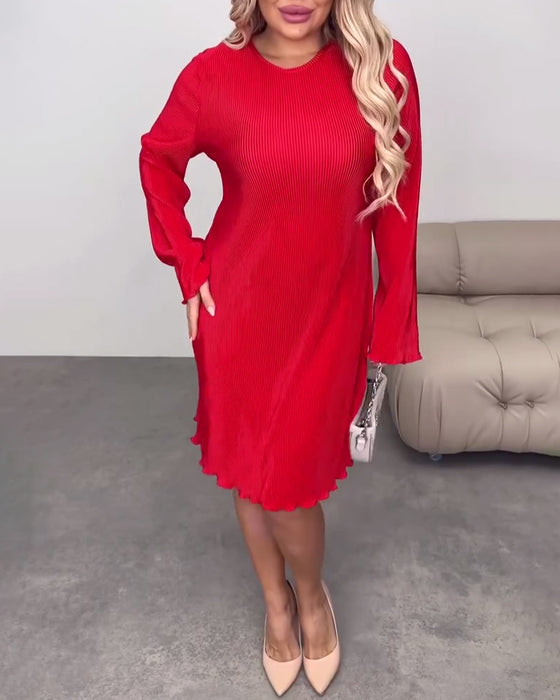 Sukienka casualowa w jednolitym kolorze, do kolan