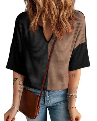 T-Shirt Kolorowe Bloki Gofrowana Dzianina