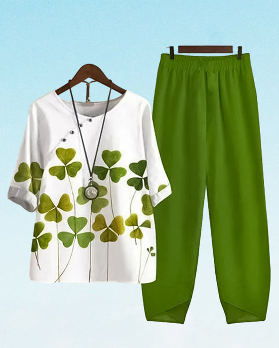 Dwuczęściowy komplet bluzka i spodnie z nadrukiem