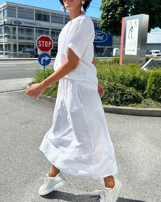 Zestaw Jednokolorowy Bawełna I Len Casual