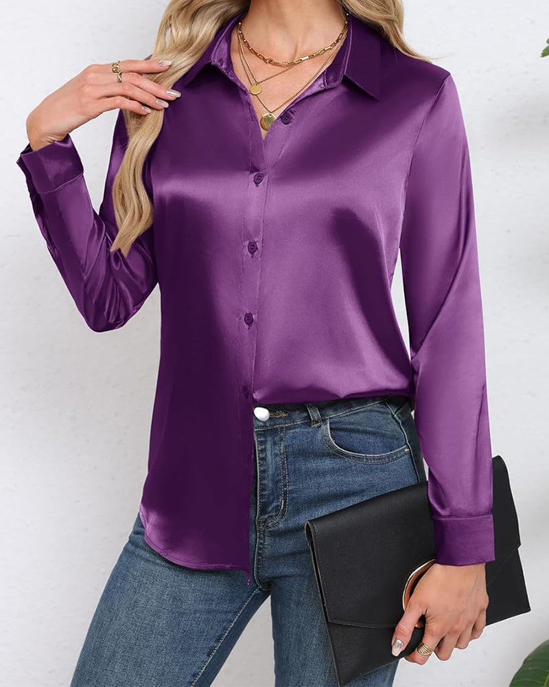 Koszula Jednokolorowa Z Długim Rękawem Drapowana
