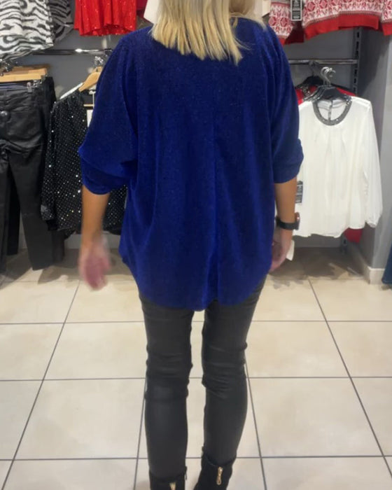 Swobodna bluzka z długim rękawem i zamkiem błyskawicznym