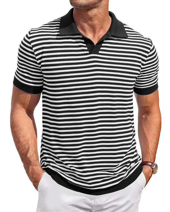 T-Shirt Kołnierz-Polo Pasek Blok-Koloru