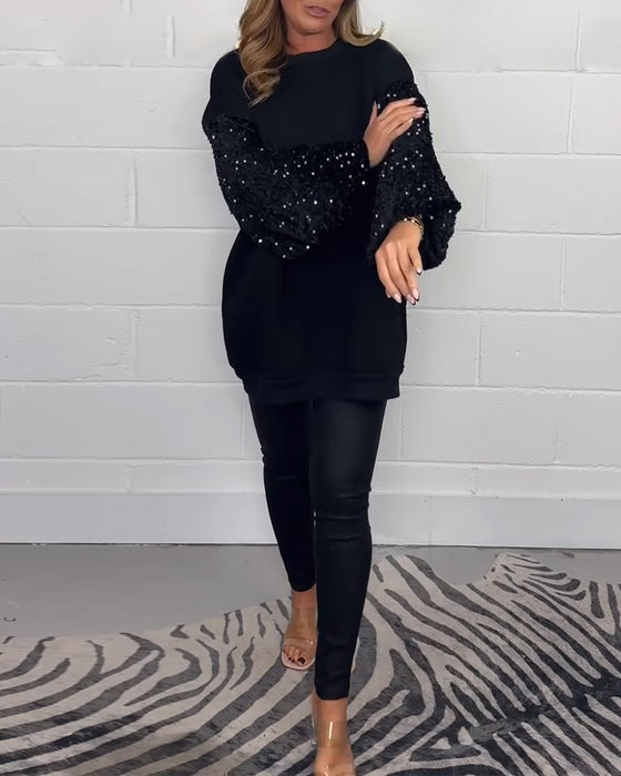 Bluza z długim rękawem i okrągłym dekoltem