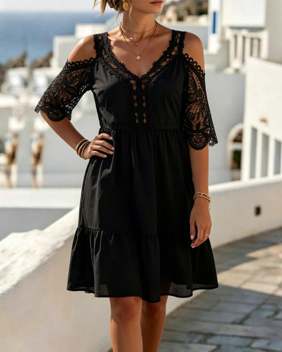 Sukienki Koronka Off-Shoulder Warstwowy Krótki