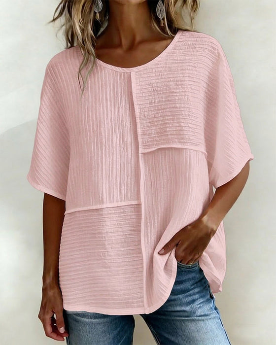 Top Pionowy Teksturowany Patchwork Luźny