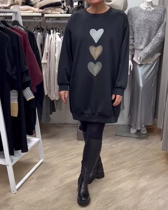 Sukienka Shift Wzór Serce Casual