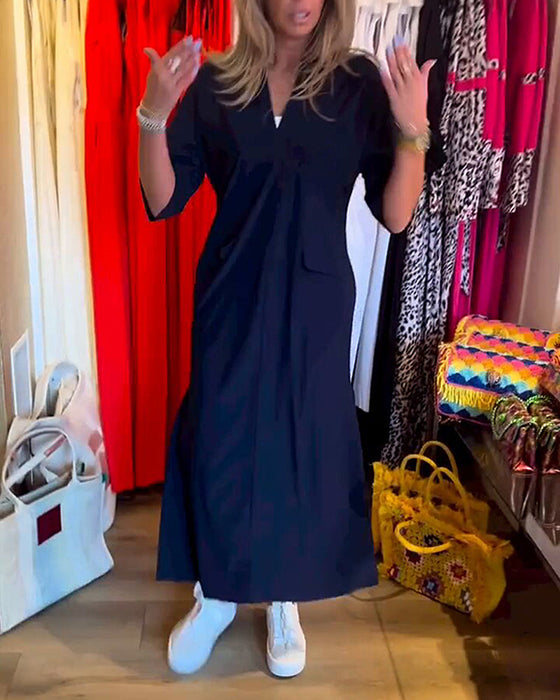 Sukienka kieszonkowa z dekoltem w kształcie litery V