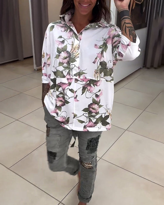 Elegancka bluzka z kwiatowym nadrukiem