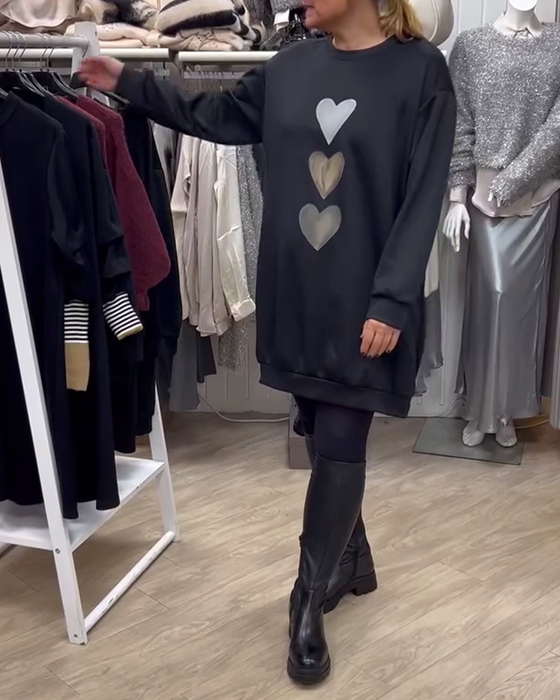 Sukienka Shift Wzór Serce Casual