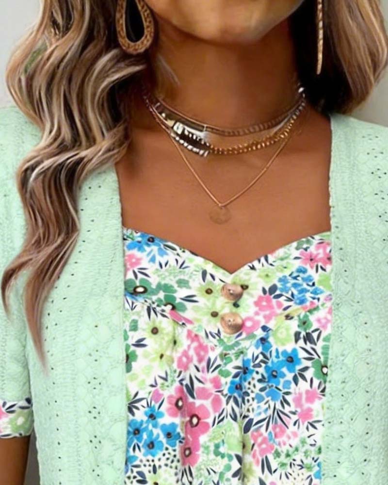 Bluzka Sztuczny Dwuczęściowy Nadruk Wydrążony