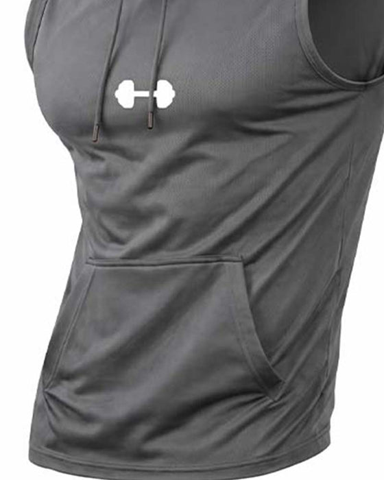 Tank Top Bluza Z Kapturem Bez Rękawów Sznurek
